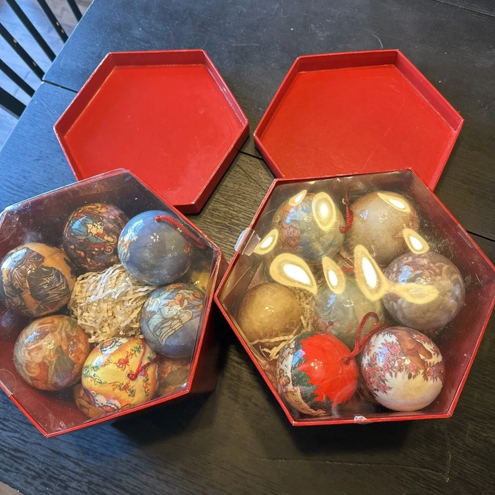 JCPenney Christmas‎ Ornaments 23 Paper Mache Decoupage Collectible Victorian